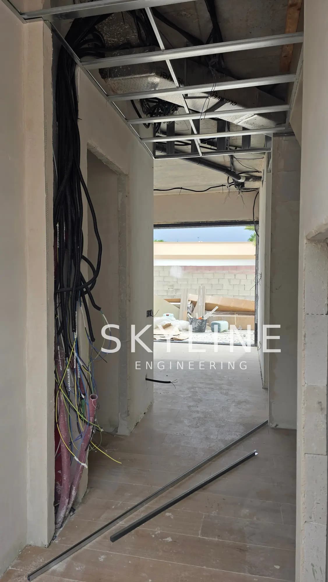 Electrical wiring and ceiling framing rough-in inside a Lanucia 6 villa, La Nucía
